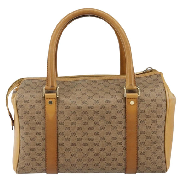 GUCCI Micro GG Supreme Mini Boston Bag PVC Beige Gold Auth bs29576