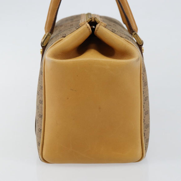GUCCI Micro GG Supreme Mini Boston Bag PVC Beige Gold Auth bs29576