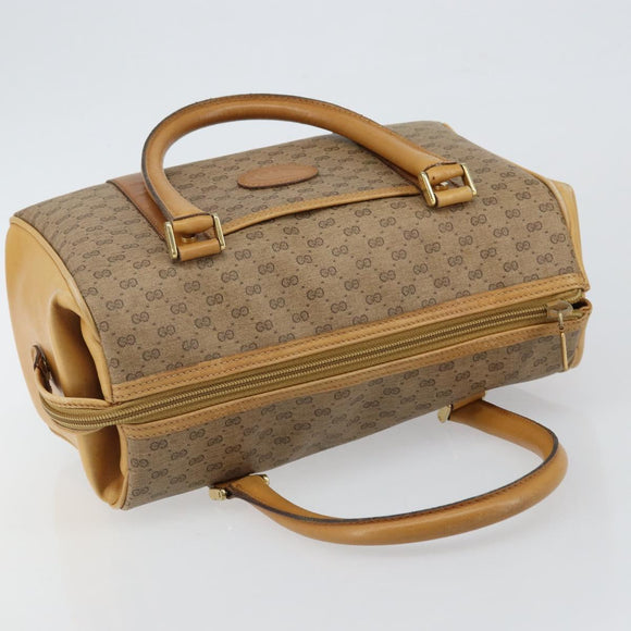 GUCCI Micro GG Supreme Mini Boston Bag PVC Beige Gold Auth bs29576