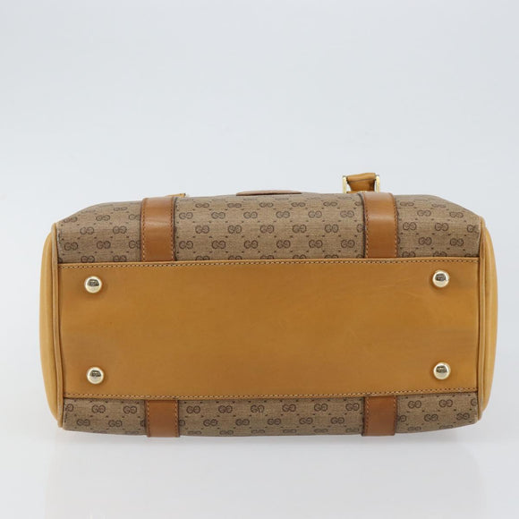 GUCCI Micro GG Supreme Mini Boston Bag PVC Beige Gold Auth bs29576