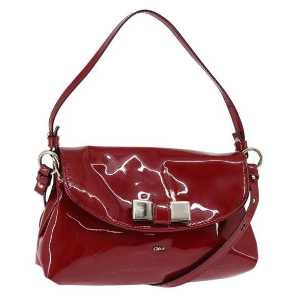 Chloe 2way Pouch Enamel Red Gold Auth bs29581