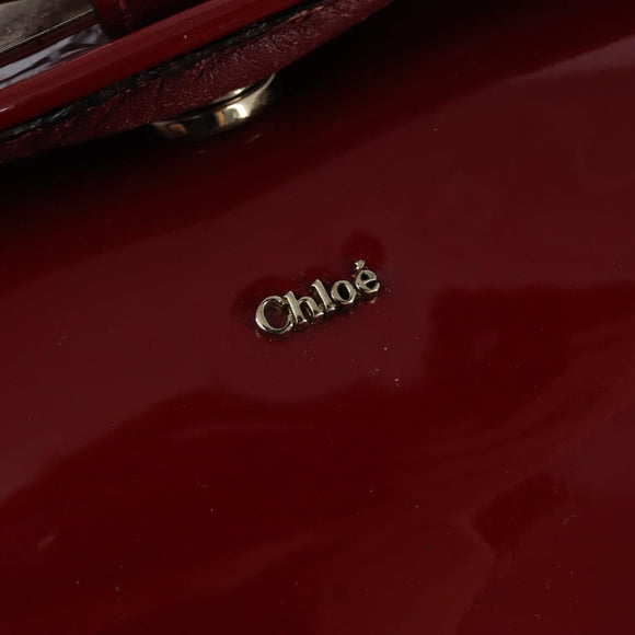 Chloe 2way Pouch Enamel Red Gold Auth bs29581