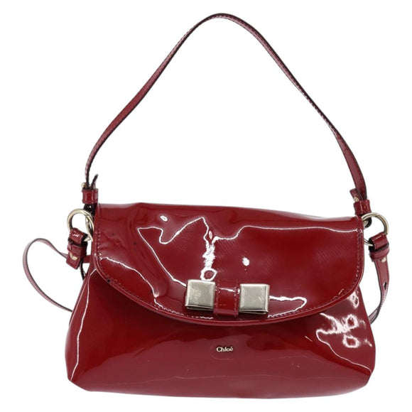 Chloe 2way Pouch Enamel Red Gold Auth bs29581