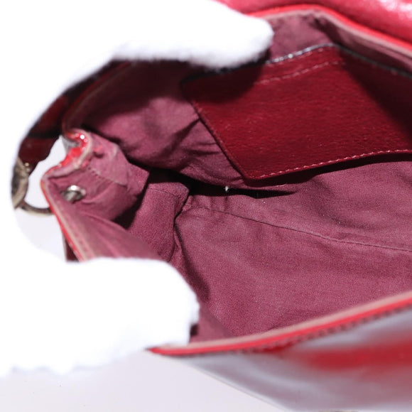 Chloe 2way Pouch Enamel Red Gold Auth bs29581