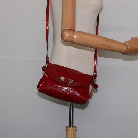 Chloe 2way Pouch Enamel Red Gold Auth bs29581