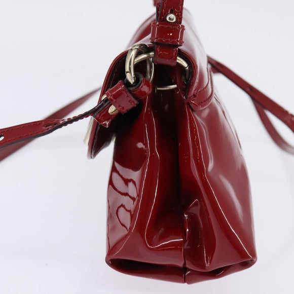 Chloe 2way Pouch Enamel Red Gold Auth bs29581