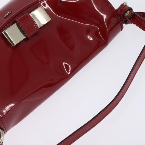 Chloe 2way Pouch Enamel Red Gold Auth bs29581