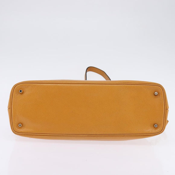 Gianni Versace Sunface Hand Bag Leather 2way Beige Gold Auth bs29583