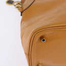 Gianni Versace Sunface Hand Bag Leather 2way Beige Gold Auth bs29583-12