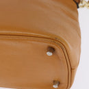 Gianni Versace Sunface Hand Bag Leather 2way Beige Gold Auth bs29583-13