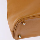 Gianni Versace Sunface Hand Bag Leather 2way Beige Gold Auth bs29583-14