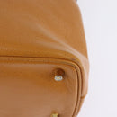 Gianni Versace Sunface Hand Bag Leather 2way Beige Gold Auth bs29583-15