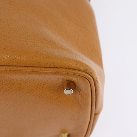 Gianni Versace Sunface Hand Bag Leather 2way Beige Gold Auth bs29583