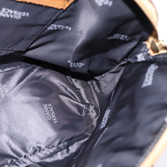 Gianni Versace Sunface Hand Bag Leather 2way Beige Gold Auth bs29583