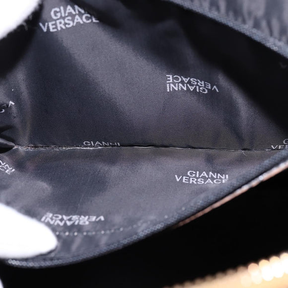 Gianni Versace Sunface Hand Bag Leather 2way Beige Gold Auth bs29583