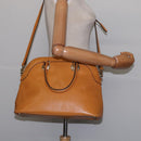 Gianni Versace Sunface Hand Bag Leather 2way Beige Gold Auth bs29583-23