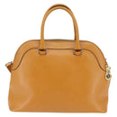 Gianni Versace Sunface Hand Bag Leather 2way Beige Gold Auth bs29583-3