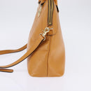 Gianni Versace Sunface Hand Bag Leather 2way Beige Gold Auth bs29583-5