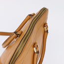 Gianni Versace Sunface Hand Bag Leather 2way Beige Gold Auth bs29583-6