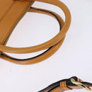 Gianni Versace Sunface Hand Bag Leather 2way Beige Gold Auth bs29583-7