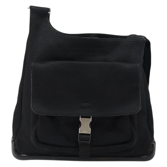 PRADA Sports Shoulder Bag Canvas Black Silver Auth bs29584