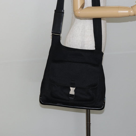 PRADA Sports Shoulder Bag Canvas Black Silver Auth bs29584