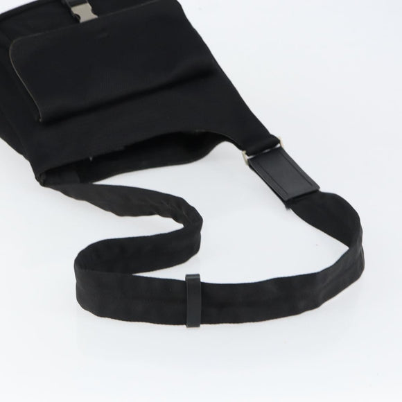 PRADA Sports Shoulder Bag Canvas Black Silver Auth bs29584