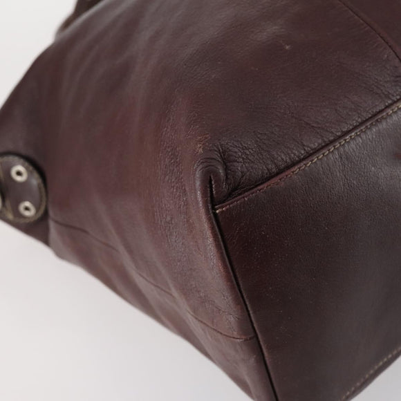 GUCCI Tote Bag Leather Brown Silver 189680 Auth bs29589