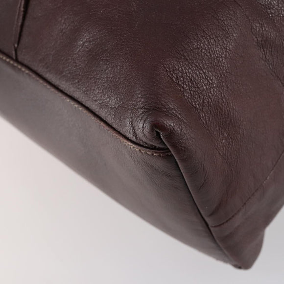 GUCCI Tote Bag Leather Brown Silver 189680 Auth bs29589