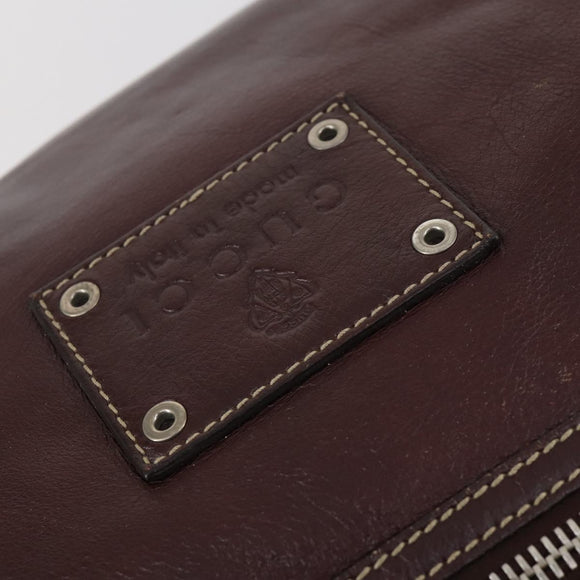 GUCCI Tote Bag Leather Brown Silver 189680 Auth bs29589