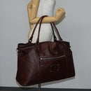 GUCCI Tote Bag Leather Brown Silver 189680 Auth bs29589-21