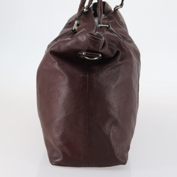 GUCCI Tote Bag Leather Brown Silver 189680 Auth bs29589