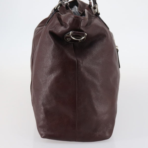 GUCCI Tote Bag Leather Brown Silver 189680 Auth bs29589