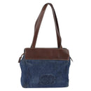 CHANEL Shoulder Bag Denim Blue Brown CC Auth bs29592-1