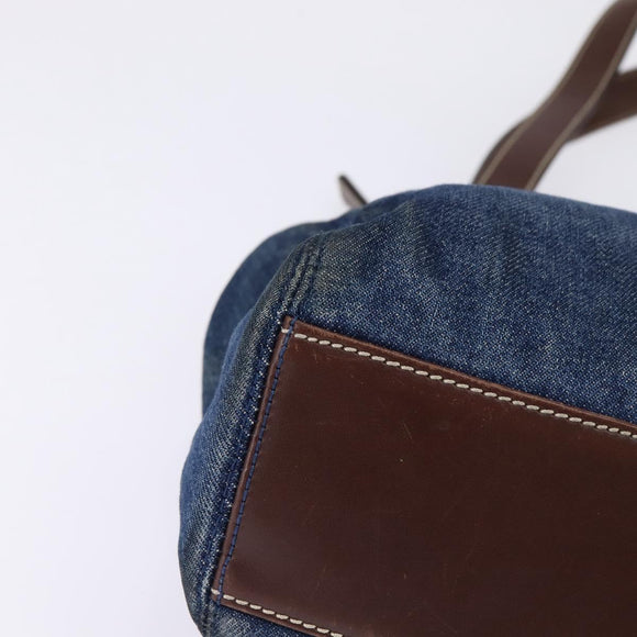 CHANEL Shoulder Bag Denim Blue Brown CC Auth bs29592