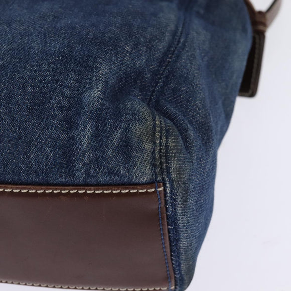 CHANEL Shoulder Bag Denim Blue Brown CC Auth bs29592