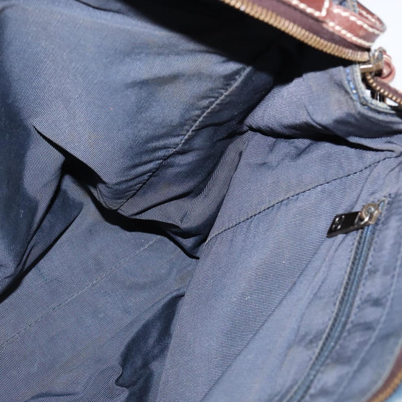 CHANEL Shoulder Bag Denim Blue Brown CC Auth bs29592