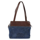 CHANEL Shoulder Bag Denim Blue Brown CC Auth bs29592-13