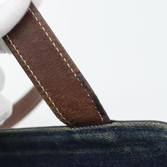 CHANEL Shoulder Bag Denim Blue Brown CC Auth bs29592