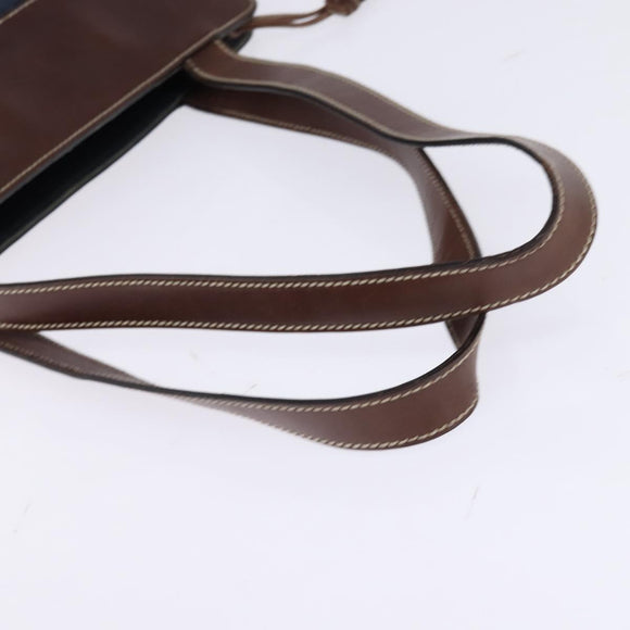 CHANEL Shoulder Bag Denim Blue Brown CC Auth bs29592