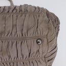 PRADA Gathered Hand Bag Leather Gray Silver Auth bs29593-14