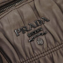 PRADA Gathered Hand Bag Leather Gray Silver Auth bs29593-17