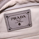 PRADA Gathered Hand Bag Leather Gray Silver Auth bs29593-10