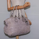 PRADA Gathered Hand Bag Leather Gray Silver Auth bs29593-22