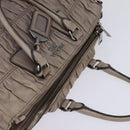 PRADA Gathered Hand Bag Leather Gray Silver Auth bs29593-6