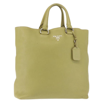 PRADA Hand Bag Leather Green Gold Auth bs29596