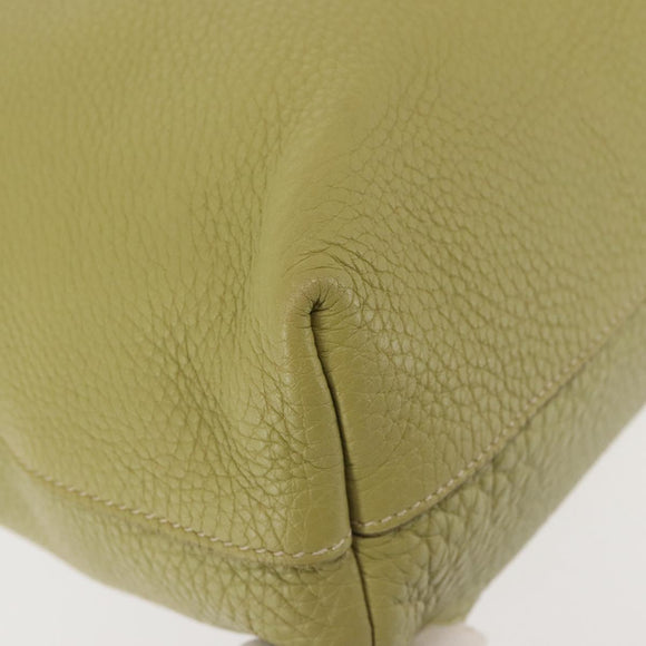 PRADA Hand Bag Leather Green Gold Auth bs29596