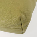 PRADA Hand Bag Leather Green Gold Auth bs29596-12