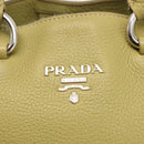 PRADA Hand Bag Leather Green Gold Auth bs29596-15