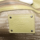 PRADA Hand Bag Leather Green Gold Auth bs29596-17